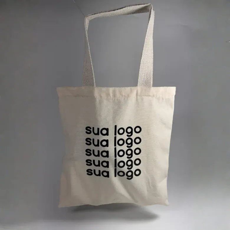 Ecobag de algodão cru com estampa personalizada "sua logo"